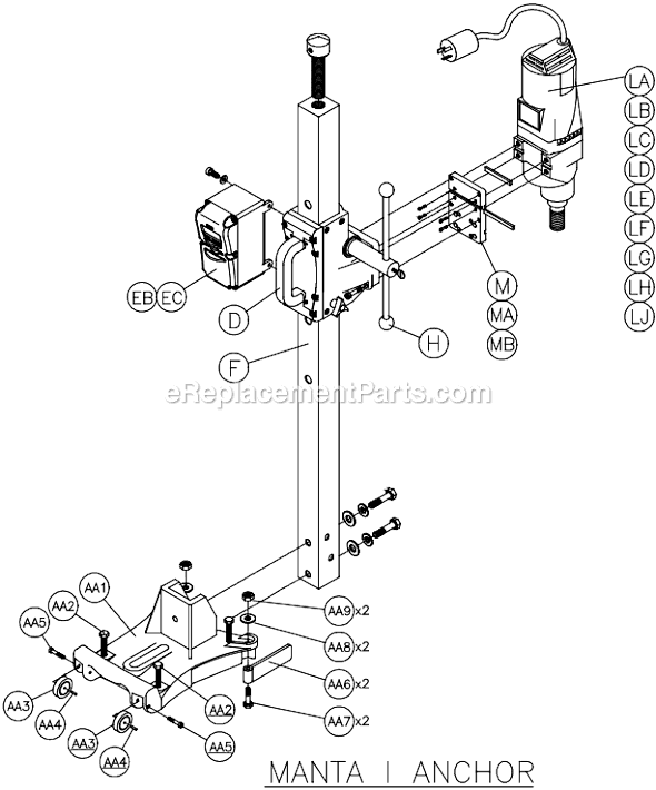 Page B Diagram and Parts List for MANTAI  MK Diamond Electric Drill